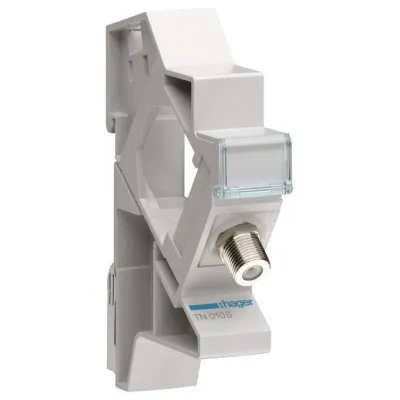 Hager Koax Modul F/F TN010S | Hutschienenmontage | F-Buchse weiblich | 75 Ohm | Potentialausgleich
