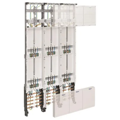 Hager Komplettfeld ZL53Q8N | 6 Zählerplätze | 3-feldrig | 3-Punkt Zählermontage | 1350 mm | universZ | Energieverteilung