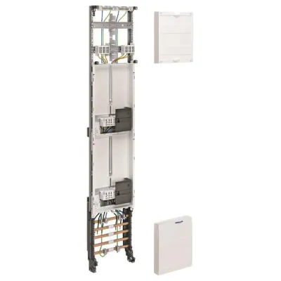 Hager Komplettfeld ZH53W3N | 2 Zählerplätze | 1350mm Höhe | 1-feldrig | 2-stöckig | 5-polige Sammelschiene | Weiß