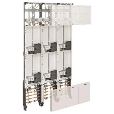 Hager Zählerschrank ZL53W8N | 6 Zählerplätze | 3-feldrig | 2-stöckig | 1350x750mm | 5-polig | RAL 9010