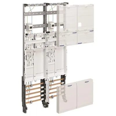 Hager Komplettfeld ZK3EH62 | Zählerschrank 2-feldig | 2 Zählerplätze | Hauptschalter | 1050x500mm | 63A | RAL 9010