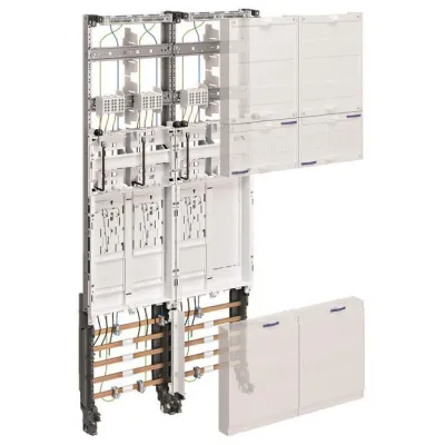 Hager ZK3ED28N Zählerschrank | 3 Zählerplätze | Reserve | eHZ | DSS | 2-feldrig | 1050x500mm | EnBW | weiß