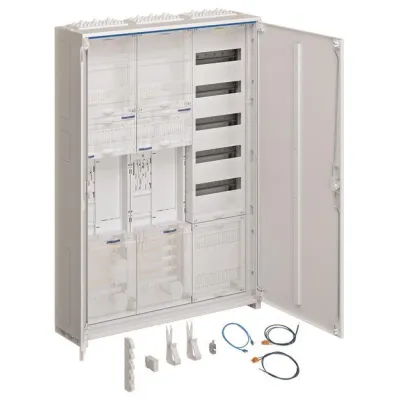 HAGER Zählerschrank | ZB33SET25LK | 2 Zählerplätze | APZ | 3-feldrig | H=1100mm | IP44 | Stahlblech RAL9010