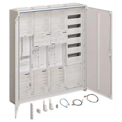 HAGER Zählerschrank ZB34SET25LK | 2 Zählerplätze | 4-feldrig | APZ | BKE-I | H=1100mm | IP44 | RAL 9010