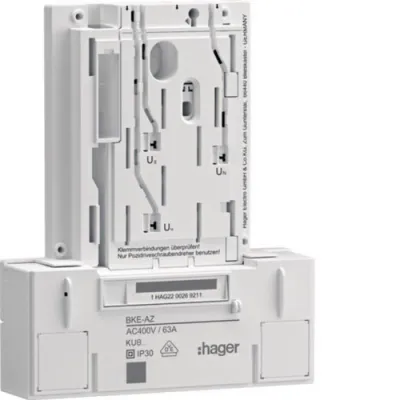 Hager eHZ-Adapter BKE-A KU83LHE | 3-phasig | universZ | Basisausführung | mittig | 63A 400V | RAL9010 Weiß