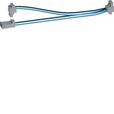 Hager Y-Leitung KU9S20YE | Y-Verdrahtung 1 Stecker/2 Buchsen | 2x 200mm | schwarz/blau | Spannungsversorgung