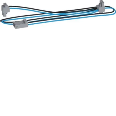 Hager Y-Leitung KU9S80YE | Y-Verdrahtung 800x200mm | 1 Stecker, 2 Buchsen | Spannungsversorgung | schwarz/blau