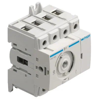 Hager Lasttrennschalter HAB404 | 4-polig 40A | für Hutschiene/Montageplatte | Drehantrieb | Kunststoff | Weiß