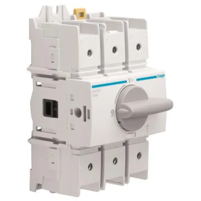 Hager Lasttrennschalter HAD310 | Hauptschalter 3-polig 100A | für Hutschiene/Montageplatte | IP20 | ABS