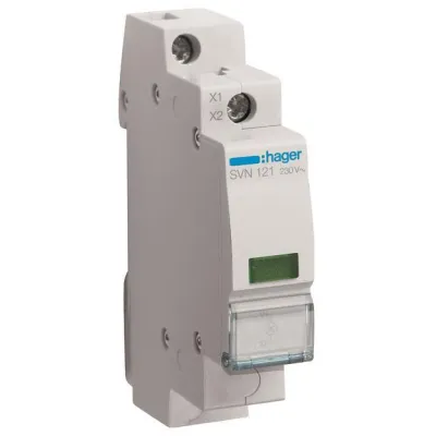 Hager LED-Leuchtmelder SVN121 | Meldeleuchte 230V AC | 1TE | grün | Optische Signalisierung | IP20 | 0,8W | Reiheneinbau