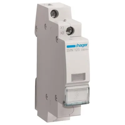 Hager LED-Leuchtmelder SVN125 | 230V AC | 1TE | klar | farblos | Meldeleuchte | IP20 | 0,8W | Einbautiefe 62mm
