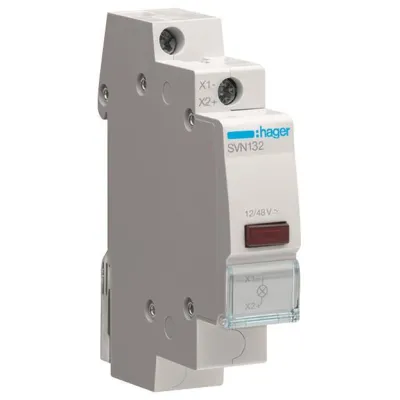 HAGER LED-Leuchtmelder SVN132 | Meldeleuchte 12–48V AC/DC | 1TE | IP20 | 0,33W | Beschriftungsfeld | rot