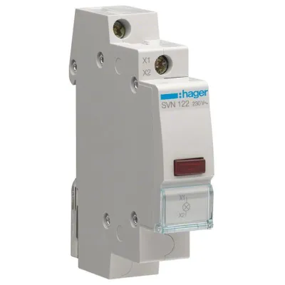 Hager LED Leuchtmelder SVN122 | 230V AC | 1TE | optisches Signal | IP20 | 0,8W | Einbautiefe 62mm | rot