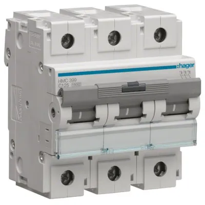Hager Leitungsschutzschalter HMC399 3-polig C 125A 15kA | 415V | 4,5TE | AC | IP20 | Unterputzmontage