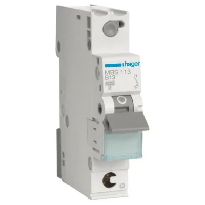 Hager Leitungsschutzschalter MBS113 | 1-polig | B-13A | 6kA | Quick Connect | 1 Modul | AC 400V | IP20 | weiß
