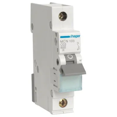 Hager Leitungsschutzschalter MCN103 | 1-polig | C | 3A | 6kA | 400V | 1TE | IP20