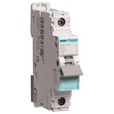 Hager Leitungsschutzschalter 1pol.,D-16A,10kA,1M NDN116