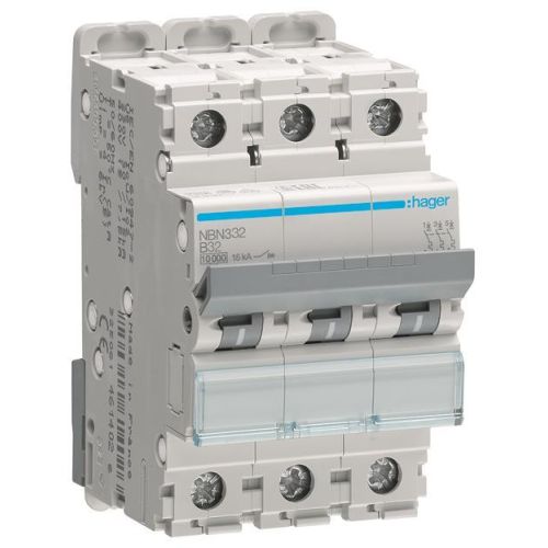 Bild: Hager Leitungsschutzschalter 3pol.,B-32A,10kA,3M NBN332