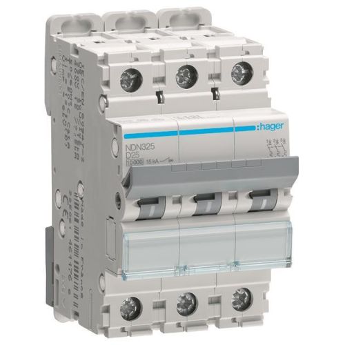 Bild: Hager Leitungsschutzschalter 3pol.,D-25A,10kA,3M NDN325