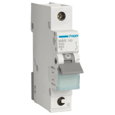 Hager MBS140 Leitungsschutzschalter | 1-polig | B 40A | 6kA | QuickConnect | 1 Modul | AC 400V | IP20 | grau/weiß