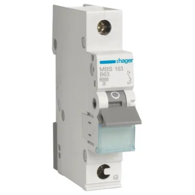 Hager Leitungsschutzschalter MBS163 | 1-polig | 63A | B-Charakteristik | 6kA | QuickConnect | 1TE | 400V