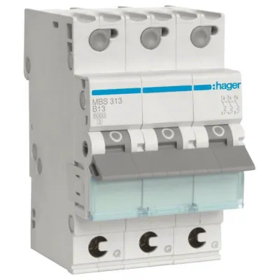 Hager Leitungsschutzschalter MBS313 | 3-polig | B-Charakteristik | 13A | 6kA | QuickConnect | 3 Module | 400V AC | IP20
