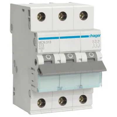 Hager Leitungsschutzschalter MCN313 | 3-polig | 13A | C-Charakteristik | 6kA | 400V | 3TE | Hutschiene | AC