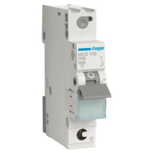 Bild: Hager Leitungsschutzschalter MCS106 1polig 6kA C-6A 1M QC Hager Leitungsschutzsc