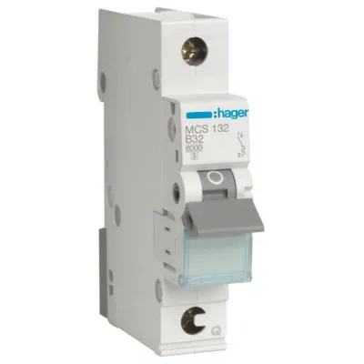 Hager Leitungsschutzschalter MCS132 | 1-polig | C-32A | 6kA | QuickConnect | 1 Modul | 230/400V AC | IP20 | grau/weiß