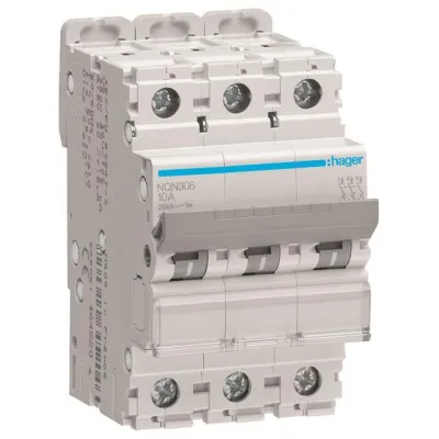 Hager Leitungsschutzschalter NQN306 3polig 25kA B-6A 3M