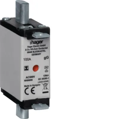 Hager NH-Sicherungseinsatz LNH0100MK NH000 100A 500V AC gG | Sicherung | Kombikennmelder | IMGL | Grifflaschen