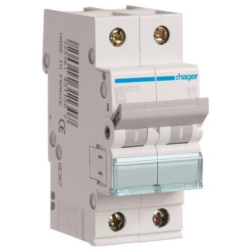 Bild: Hager MBN210 Sicherungsautomat 2P B-10A, 6kA
