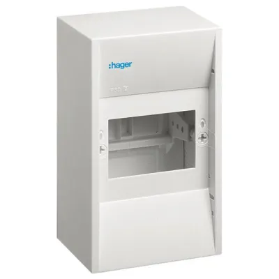 Hager Miniverteiler GD104N | Aufputz Kleinverteiler 1x4TE | IP30 | Kunststoff | 4 Module | 63A | 180x110x82mm | weiß