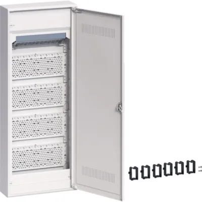 HAGER Multimediaverteiler Aufputz VA60WWH | 5-reihig 5x12TE | IP30 | Kunststofftür geschlitzt | Patch Panel | weiß