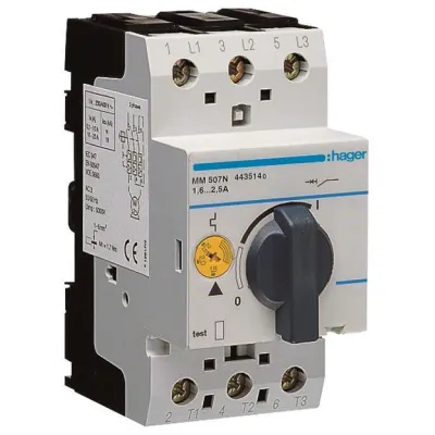 Hager Motorschutzschalter MM507N | 3-polig | 1,6-2,5A | 230/400V | thermomagnetisch | IP20 | Schraubanschluss