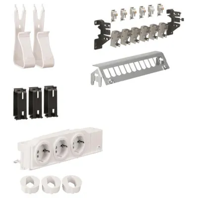 Hager Multimedia Kit UM00M1 | Kleinverteiler Zubehör | 3x Steckdose | 12x Patchpanel | 6x RJ45 Cat.6A | Kabelhalter