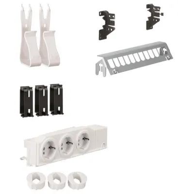 Hager Multimedia Kit UM00M2 | 3x Steckdose | 12x Patchpanel ohne RJ45 | Geräte- & Kabelhalter | Zubehör Feldverteiler