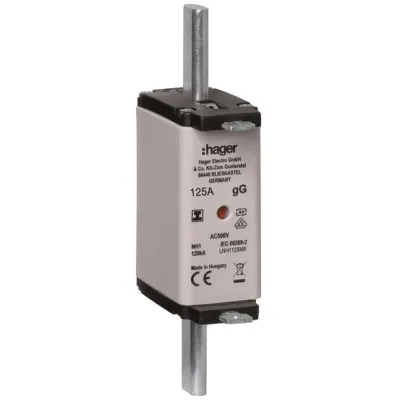 Hager NH-Sicherungseinsatz LNH1125MK NH1C 125A 500V gG | Kombikennmelder | isolierte Griff-Lasche | AC | IMGL
