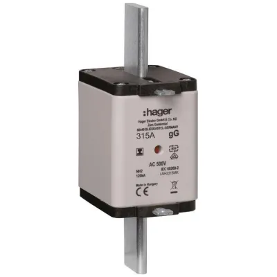 Hager NH-Sicherungseinsatz LNH2315MK NH2 315A gG | 500V AC | Kombimelder | isolierte Grifflasche | Größe 2