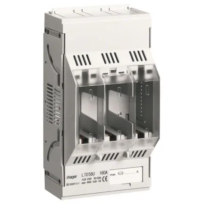 Hager Sicherungsunterteil NH00 LT056U | 3-polig | 160A | Sammelschiene 60mm | Rahmenklemme 95mm²