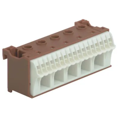 Hager Phasenklemme KN22P | Hauptleitungsklemme schraublos | 22 Klemmstellen | QuickConnect | 63A | 230V | braun