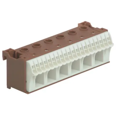 HAGER Hauptleitungsklemme KN26P | Phasenklemme | QuickConnect | 26 Klemmstellen | Federzuganschluss | 105mm | braun