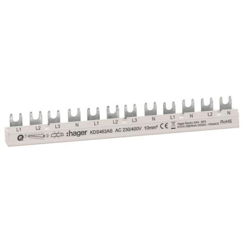 Bild: Hager Phasenschiene 12 Module 63A L1L2L3N-L1L2L3N KDS463AS