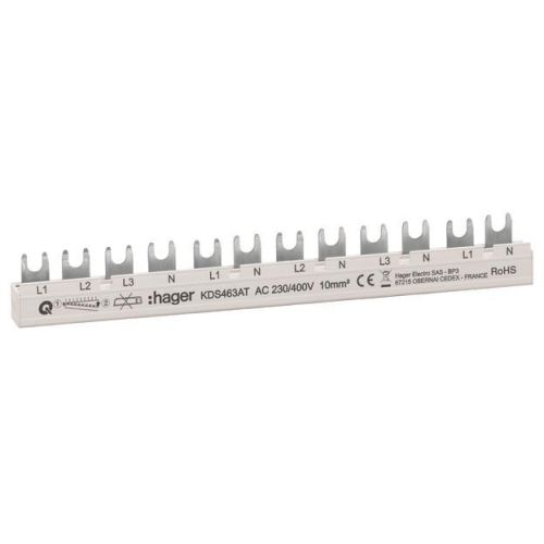 Bild: Hager Phasenschiene 12 Module 63A L1L2L3N-L1N-L2N KDS463AT