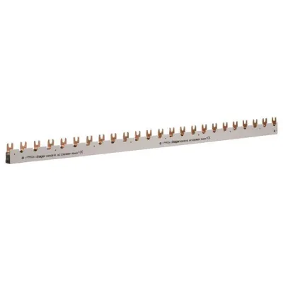 Hager Phasenschiene KDN381B | 3-polig | Gabelanschluss | 1000mm | 16mm² | 80A | 39 Module | grau | zuschneidbar