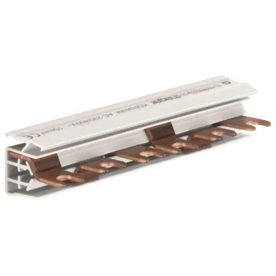 Hager Phasenschiene KDN363M 3-polig Gabelanschluss | 10mm² | 63A | 6 Module | 105mm Länge | 17,8mm Teilungsmaß | grau