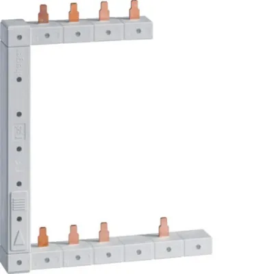 HAGER Phasenschiene KCF863L | senkrecht links 2-reihig | 3+N 63A | 10mm² | 125mm | Stift | 3x braun/1x blau