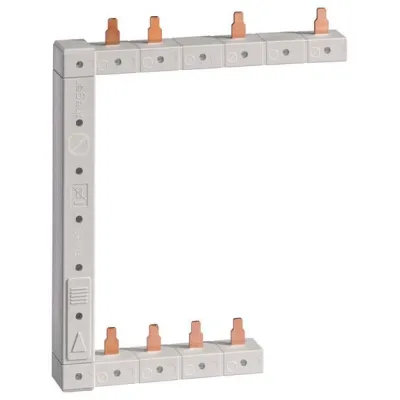 HAGER Phasenschiene senkrecht KCF963R | 63A | 4-polig | 2-reihig | 125mm | 10mm² | Stift | braun/blau