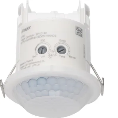 Hager Präsenzmelder KNX TXD501 | 360° Bewegungsmelder | Unterputz | 10m Reichweite | fernbedienbar | weiß