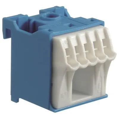 Hager N-Klemmblock KN06N | QuickConnect Klemme | 6 Klemmstellen | 63A | 230V | 1,5mm² | Blau